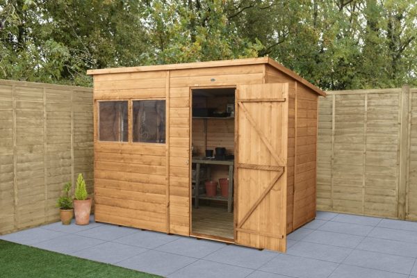 Forest Garden 8x6 Pent Shiplap Dipped Wooden Garden Shed