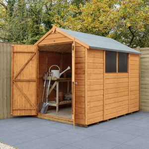 Forest Garden 8x6 Shiplap Dip Treated Apex Wooden Garden Shed with Double Door