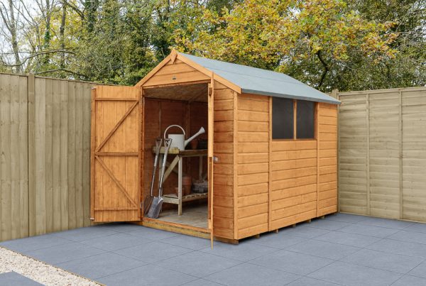 Forest Garden 8x6 Shiplap Dip Treated Apex Wooden Garden Shed with Double Door