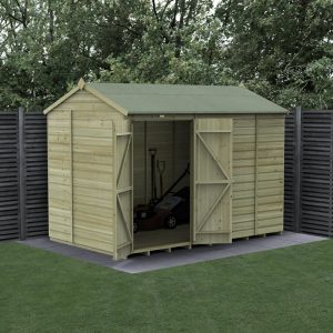 Forest Garden Beckwood Shiplap Pressure Treated 10x6 Reverse Apex Shed with Double Door (No Window / Installation Included)