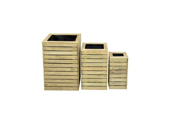 Forest Garden Contemporary Slatted Planter (Set of 3)