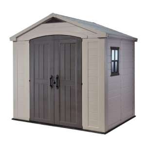 Keter 8x6 Factor Outdoor Plastic Apex Garden Shed (Beige)