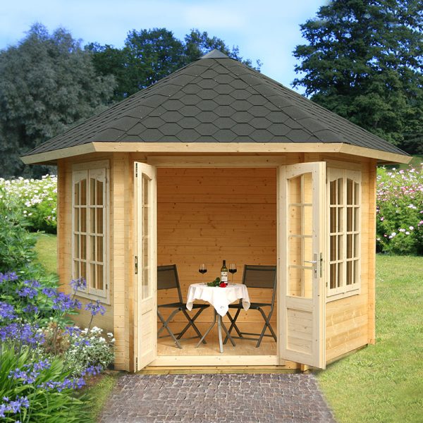 Palmako Hanna 3m x 3.4m Corner Log Cabin Summerhouse (34mm)