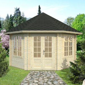 Palmako Hanna 4.2m x 4.2m Corner Log Cabin Summer House (44mm)