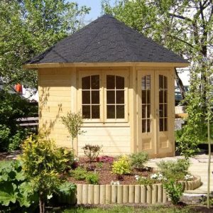 Palmako Veronica 2.9m x 2.9m Octagonal Summer House Log Cabin (28mm) - 2 Windows