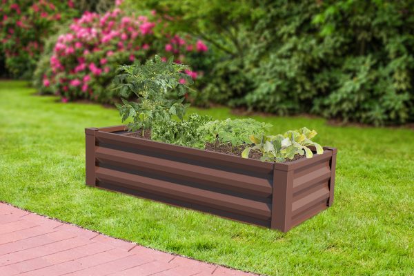 Panacea Metal Raised Garden Planter with Liner (Timber Brown)