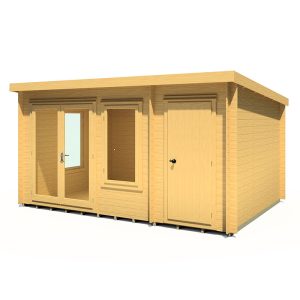 Shire Elm 4.2m x 3m Log Cabin with Side Shed (19mm)