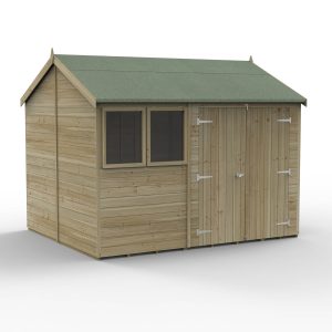 Timberdale 10x8 Tongue and Groove Pressure Treated Reverse Apex Double Door Wooden Garden Shed