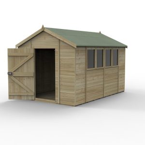 Timberdale 12x8 Tongue and Groove Pressure Treated Apex Wooden Garden Shed (4 Windows)