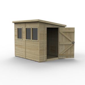 Timberdale 8x6 Tongue and Groove Pressure Treated Pent Wooden Garden Shed (3 Windows)