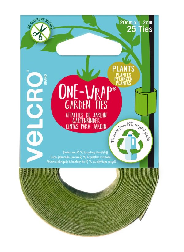 Velcro Recycled Plastic One-Wrap Plant Ties 25 x Ties (20cm x 1.2cm)