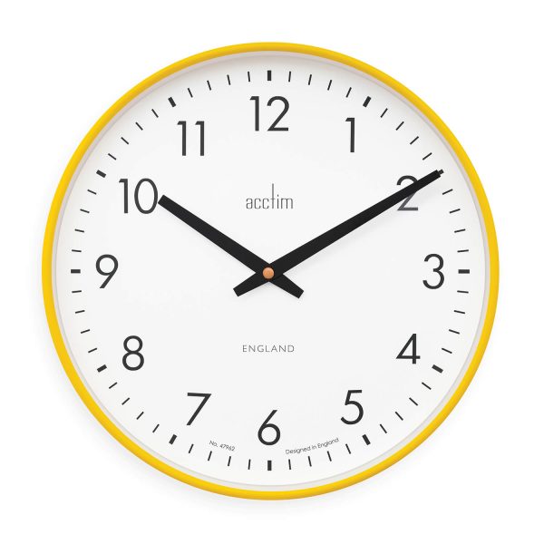 Acctim Riley Retro Wall Clock Petunia Yellow 30Cm