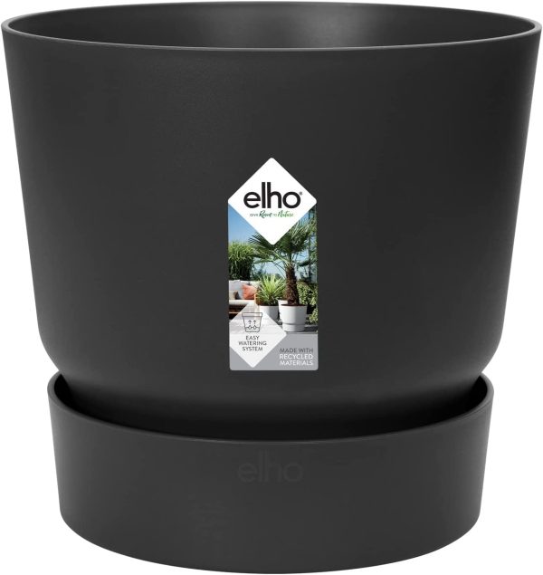 Elho 18cm Greenville Round Pot (Living Black)