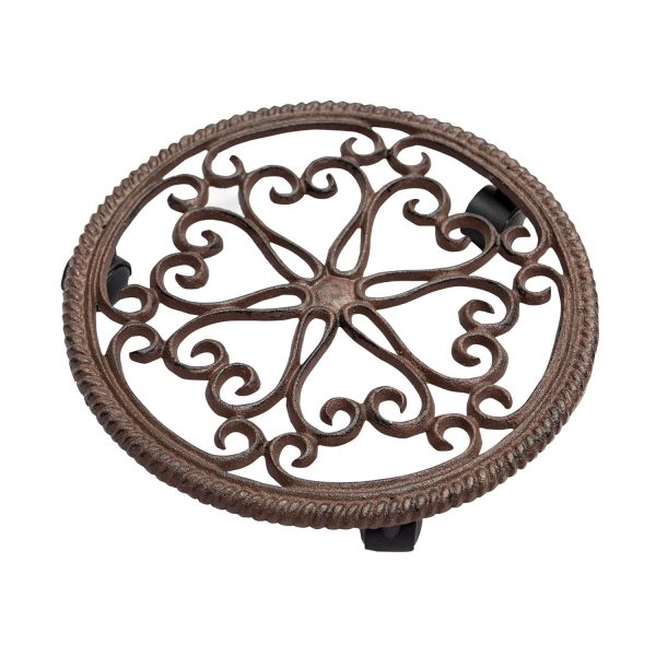 Flower Design Cast Iron Pot Mover Dia.29Cm