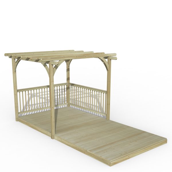 Forest Garden 2.4 x 4.8m Ultima Pergola and Decking Kit with 2 x Balustrade