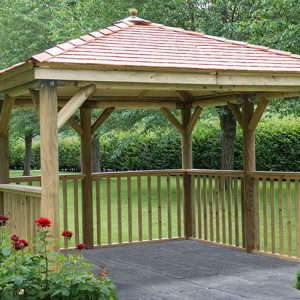 Forest Garden 3.5m Square Wooden Gazebo with Cedar Roof (No Base)