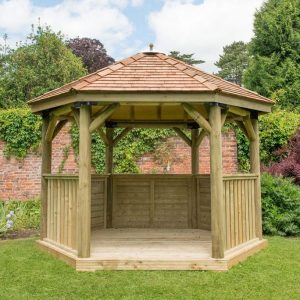 Forest Garden 3.6m Hexagonal Wooden Garden Gazebo with Cedar Roof