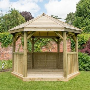 Forest Garden 3.6m Hexagonal Wooden Garden Gazebo with Timber Roof