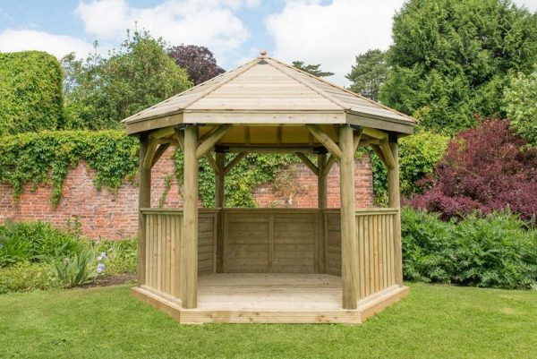 Forest Garden 3.6m Hexagonal Wooden Garden Gazebo with Timber Roof