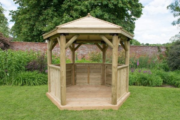 Forest Garden 3m Hexagonal Wooden Garden Gazebo with Timber Roof