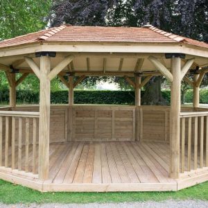 Forest Garden 5.1m Premium Oval Wooden Gazebo with Cedar Roof (Installation Included)