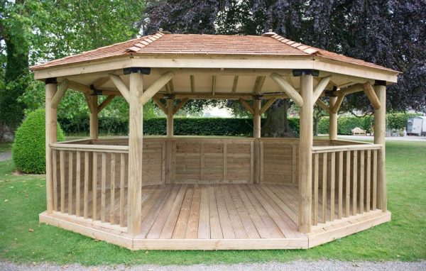 Forest Garden 5.1m Premium Oval Wooden Gazebo with Cedar Roof (Installation Included)