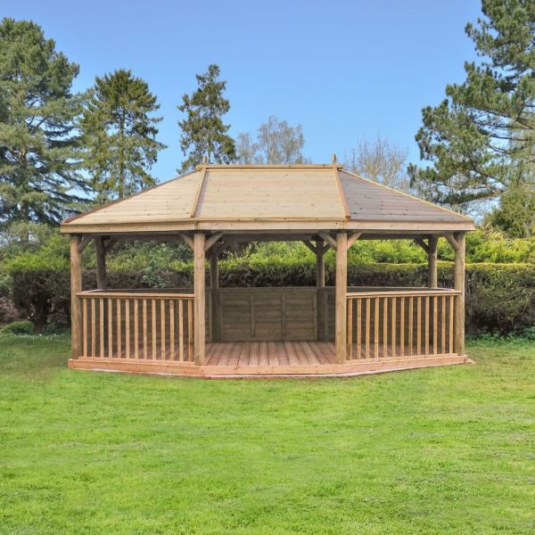 Forest Garden 6m Premium Oval Wooden Gazebo with Timber Roof (Installation Included)