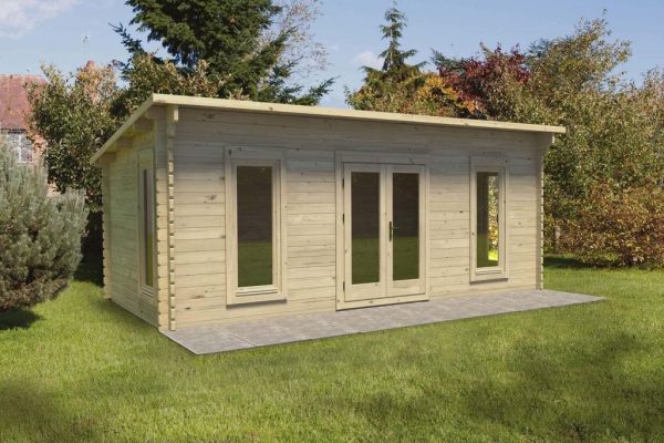 Forest Garden Arley 6.0m x 3.0m Pent Double Glazed Log Cabin (34kg Polyester Felt With Underlay / Installation Included)