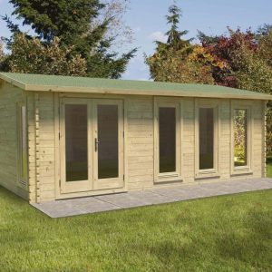 Forest Garden Blakedown 6.0m x 4.0m Apex Double Glazed Log Cabin (24kg Polyester Felt Without Underlay / Installation Included)