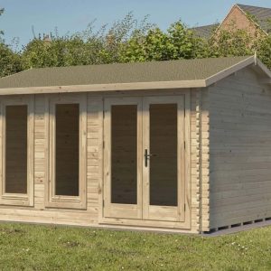 Forest Garden Chiltern 4.0m x 3.0m Apex Double Glazed Log Cabin (24kg Polyester Felt with Underlay / Installation Included)