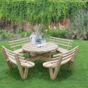 Forest Garden Circular Picnic Table with Seat Backs