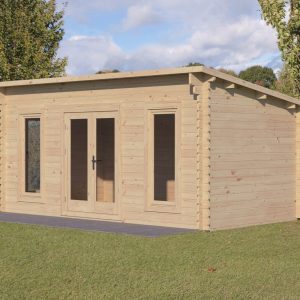 Forest Garden Elmley 5.0m x 3.0m Pent Double Glazed Log Cabin (24kg Polyester Felt With Underlay / Installation Included)