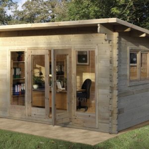 Forest Garden Melbury 4.0m x 3.0m Pent Double Glazed Log Cabin (24kg Polyester Felt With Underlay / Installation Included)