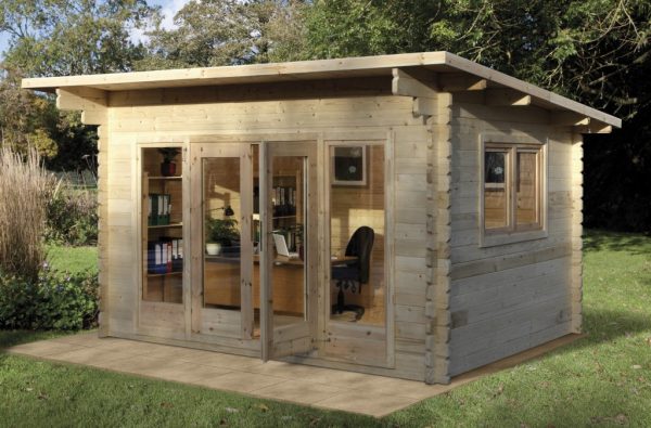 Forest Garden Melbury 4.0m x 3.0m Pent Double Glazed Log Cabin (24kg Polyester Felt With Underlay / Installation Included)