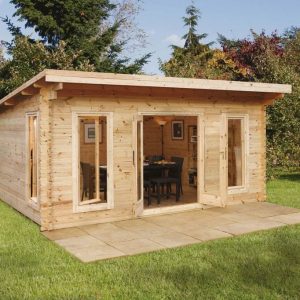 Forest Garden Mendip 5.0m x 4.0m Pent Double Glazed Log Cabin (24kg Polyester Felt With Underlay / Installation Included)