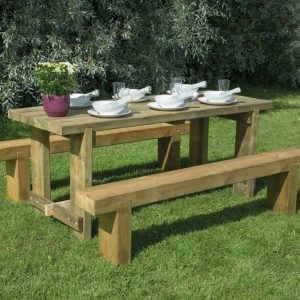 Forest Garden Refectory Table and Sleeper Benches Set 1.8m