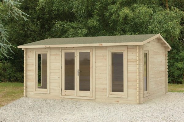 Forest Garden Rushock 5.0m x 4.0m Apex Double Glazed Log Cabin (24kg Polyester Felt With Underlay / Installation Included)