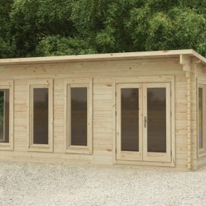 Forest Garden Wolverley 6.0m x 4.0m Pent Double Glazed Log Cabin (24kg Polyester Felt Without Underlay / Installation Included)