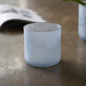 Frosted glass plant pot - light blue