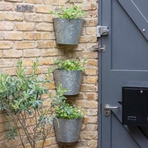 Galvanised corner wall planters - set of 3