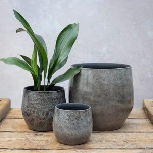 Glazed speckled plant pot - anthracite