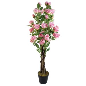 Leaf Design 105cm Artificial Pink Rose Tree