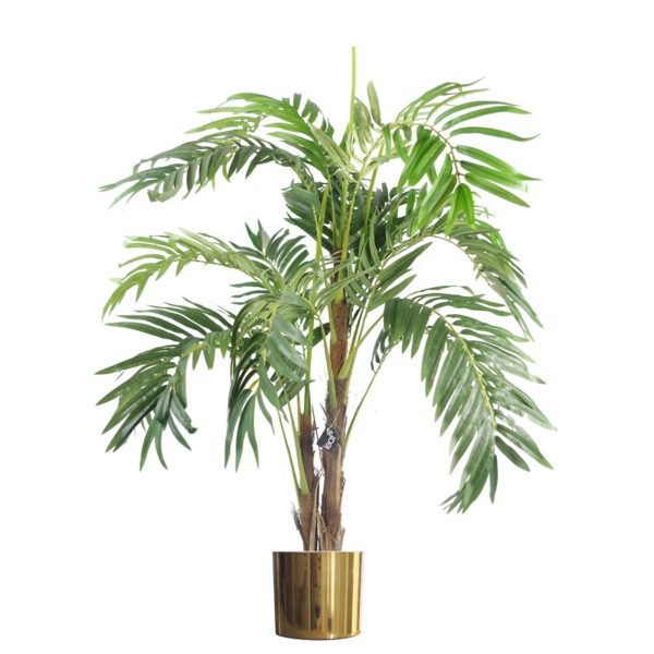 Leaf Design 120cm Premium Artificial Palm Tree with Pot with Gold Metal Planter