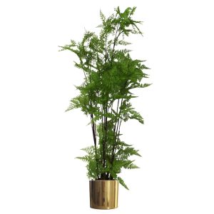 Leaf Design 150cm Artificial Natural Moss Base Fern Foliage Plant with Gold Metal Planter