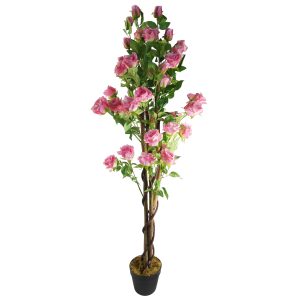 Leaf Design 150cm Artificial Pink Rose Tree