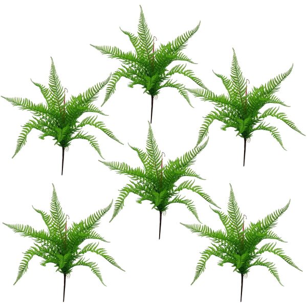 Leaf Design 6 x 60cm Artificial Bushy Dixie Wood Fern Dark Green Plant