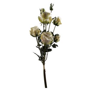 Leaf Design 6 x 60cm Artificial Cream Rose Flower Sprays (24 Flowers 18 Buds)