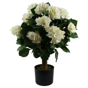 Leaf Design 70cm Artificial White Bush Hydrangea Plant (Potted)