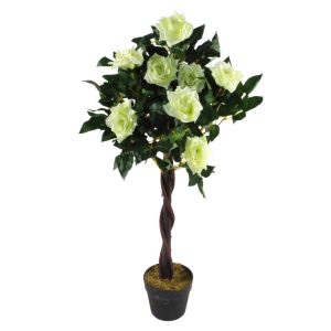 Leaf Design Artificial Cream Rose Tree Wedding Twisted Vine Detail 90cm (3ft)