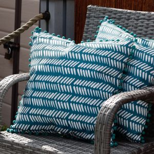 Pair Of Scatter Cushions Teal Fern